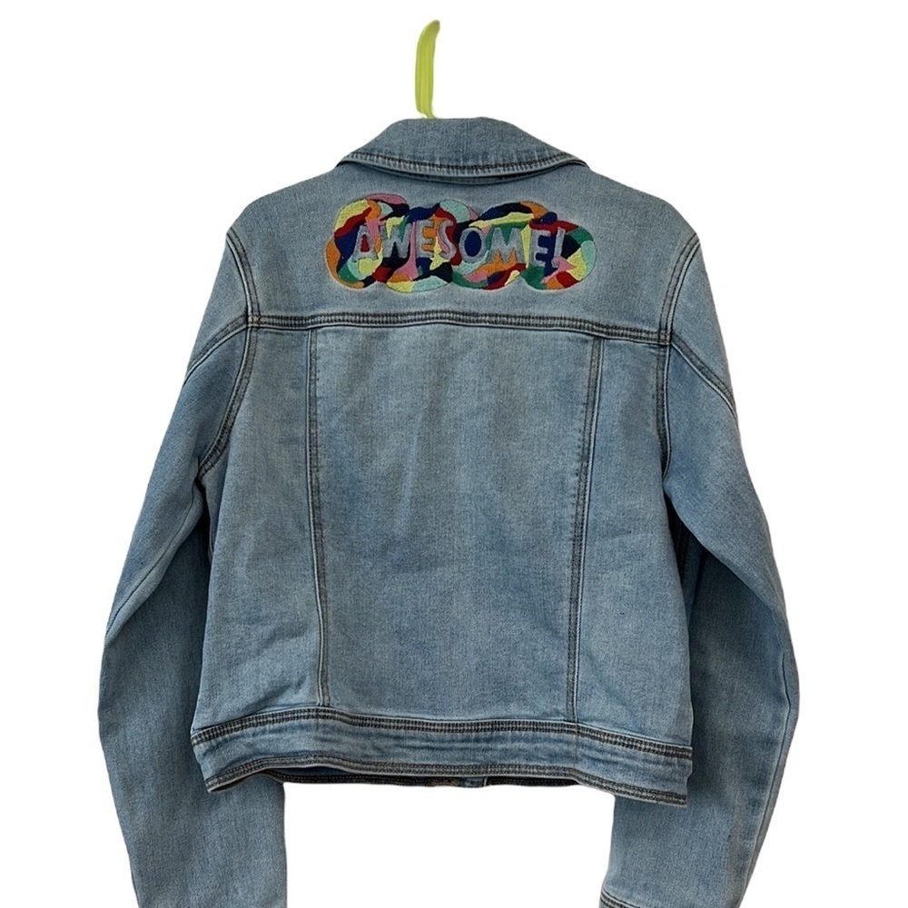 CARTER’S JEAN JACKET with “AWESOME “ embroidered on the back. Size large…